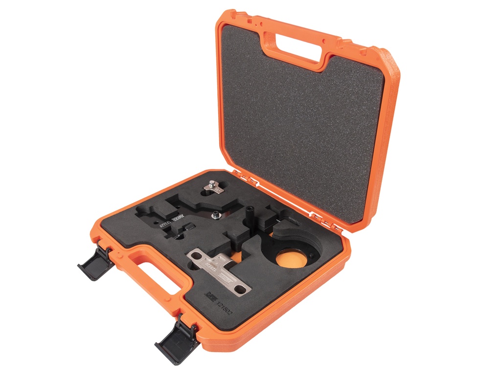 Conjunto de ferramentas para sincronismo dos motores Ford Duratec 2.0 16V com injeção direta, nas versões Direct Flex (aspirado) e EcoBoost (turbo), Jaguar, Land Rover e Volvo. 121502